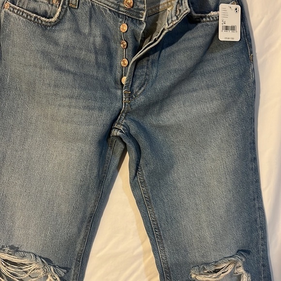 We The Free Denim Distressed Front Knee Ripped Blue Jeans SZ 24 #59 - Picture 8 of 15